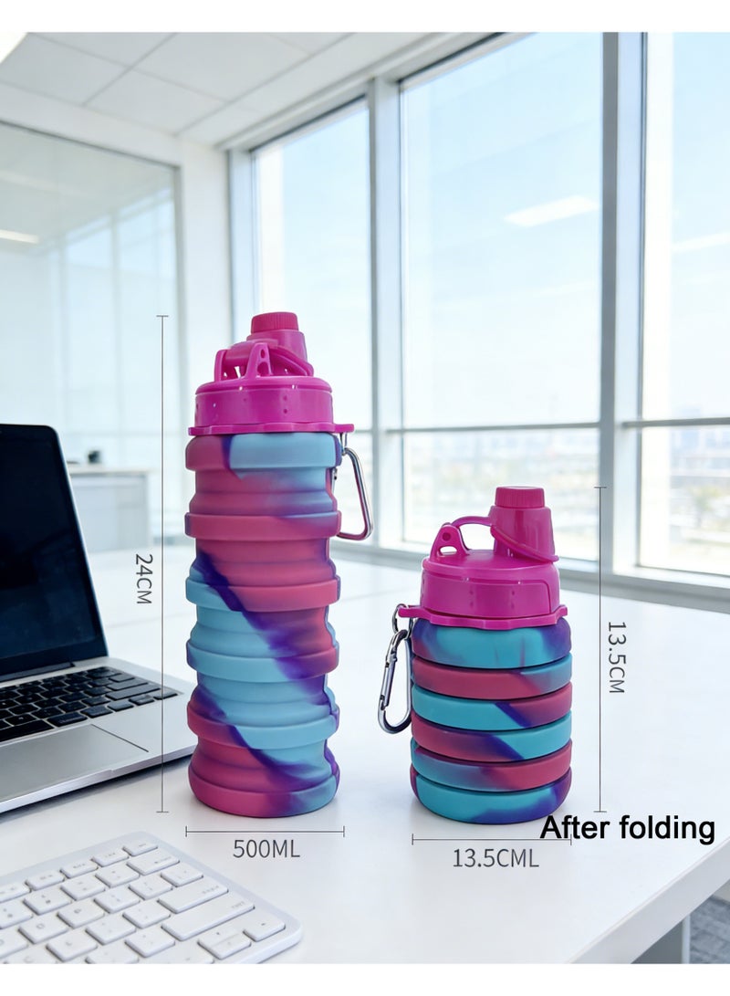 بيوينتي زجاجة مياه قابلة للطي ، لا تحتوي على BPA ، زجاجة مياه قابلة للطي من السيليكون ، مناسبة للسفر اللياقة البدنية للتخييم ، زجاجة مياه محمولة - Image 2